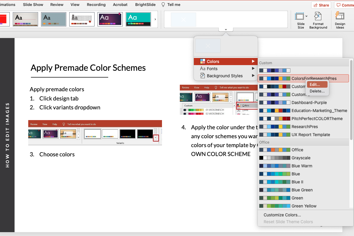 powerpoint color theme tutorial screenshot