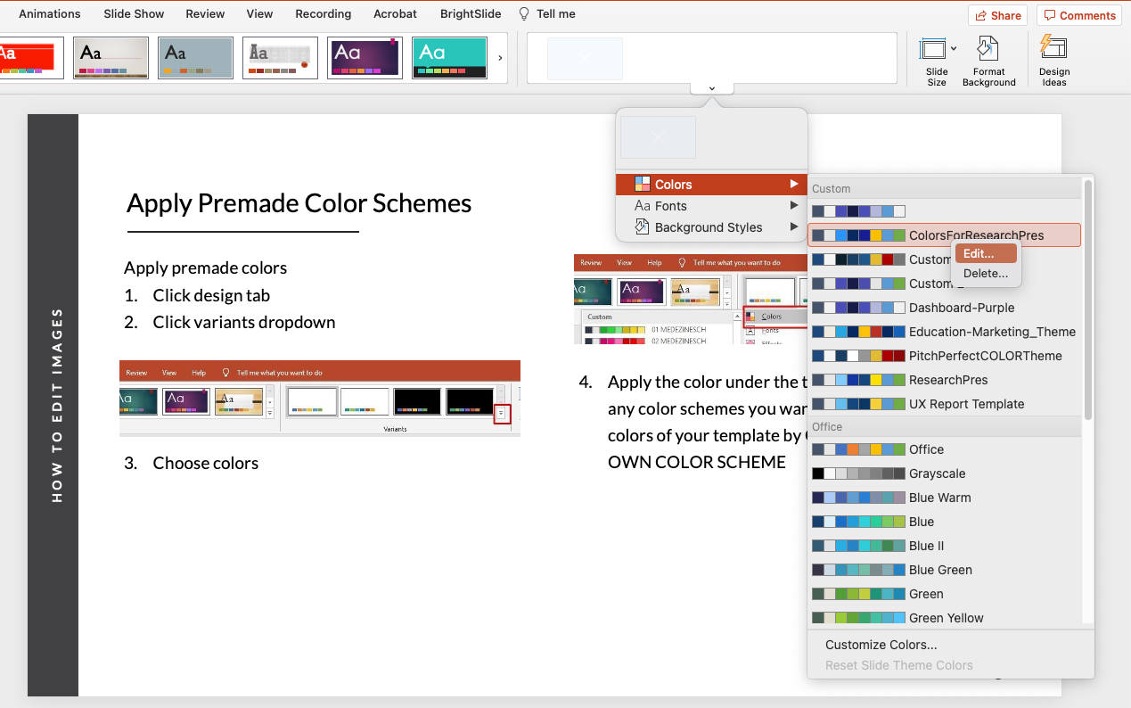 powerpoint color theme tutorial screenshot