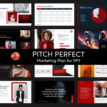 Thumbnail preview of Pitch Perfect Marketing Plan PowerPoint template – modern, professional slide deck for marketing strategy and business presentations.