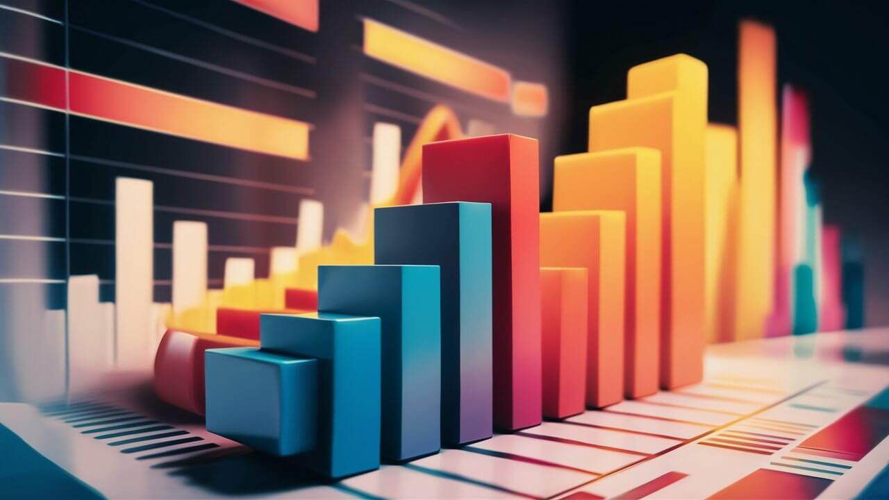 illustrated charts and bar graph