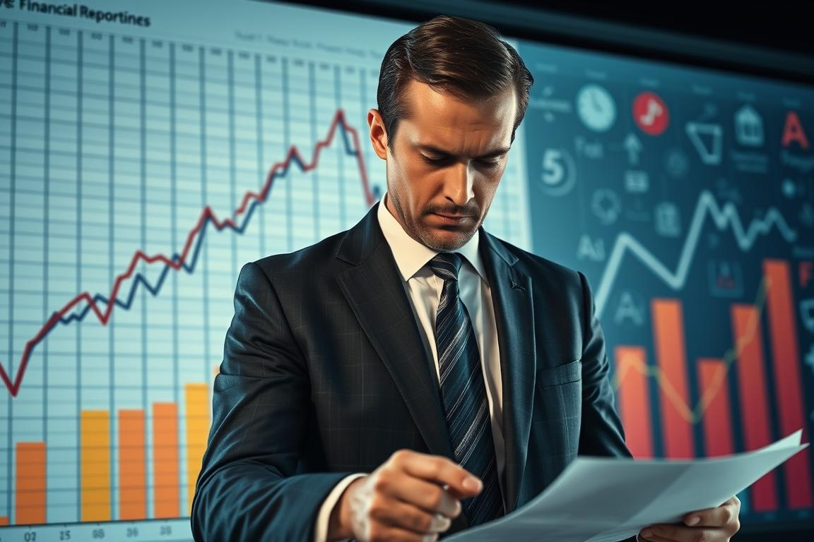 A professional, elegantly designed image depicting the risks of non-standardized financial reporting. In the foreground, a businessman in a sharp suit contemplates a complex spreadsheet, his brow furrowed with concern. The middle ground features a stylized graph with erratic, disjointed lines, representing the inconsistencies in the reporting data. In the background, an abstract representation of financial instruments and symbols, rendered in bright, clean colors that convey a sense of unease and uncertainty. The overall atmosphere is one of high-stakes decision-making, where the lack of standardization poses significant compliance challenges.
