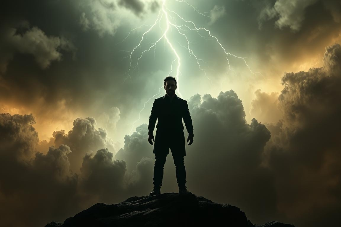 cinematic man on a mountain image