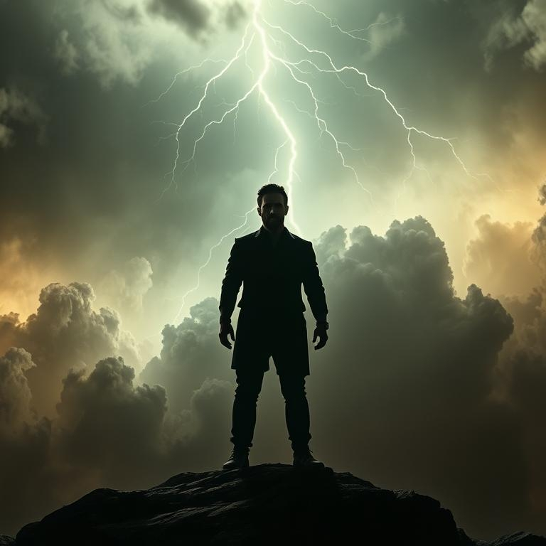 cinematic man on a mountain image