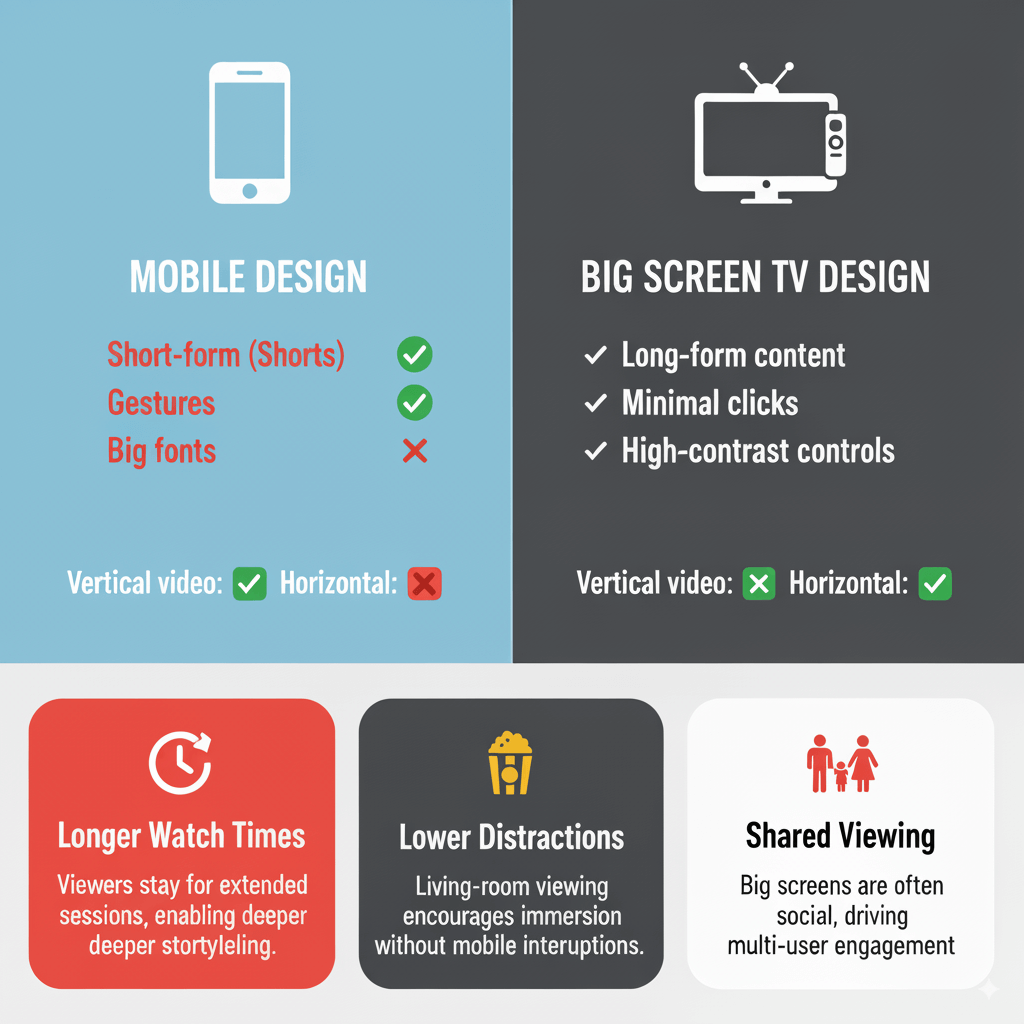 research stats about mobile versus big screen living room watch benefits for the YouTube App